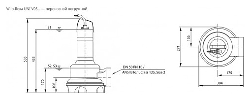 Фекальный насос Wilo REXA UNI V05B/T06-540 - фото №2