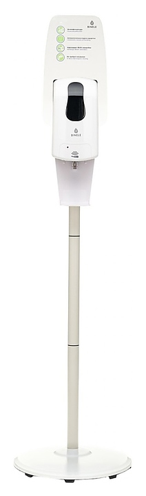 Комплект мобильной стойки для дезинфекции рук BINELE SF07AW с картриджным сенсорным диспенсером, белая - фото №1
