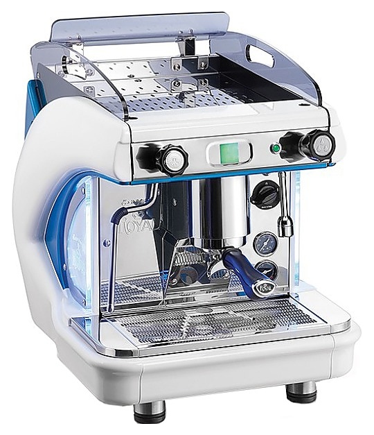 Кофемашина Royal Synchro T2 1GR Semiautomatic Boiler 4LT Motor-Pump inside бело-голубая - фото №1