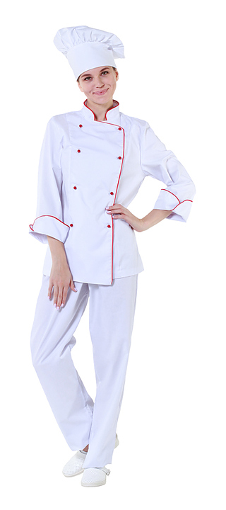 Клён Куртка шеф-повара белая женская с манжетом 00006, набор из 5 штук - фото №2