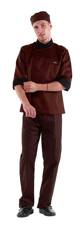 Клён Куртка шеф-повара коричнево-черная 0304, набор из 5 штук - фото №1