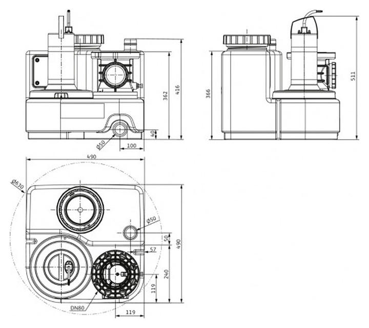 Напорная установка Wilo DrainLift SANI-S.11M/3C - фото №2