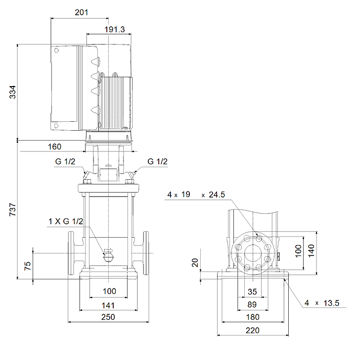 Циркуляционный насос Grundfos CRE 1-27 N-FGJ-A-E-HQQE - фото №2
