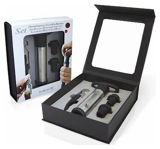Набор для вина Vin Bouquet FI 006 SET двухуровневый штопор, две вакуумные пробки, насос - фото №2