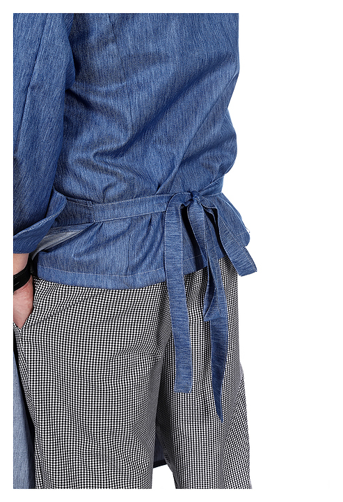 Клён Фартук «Гриль» джинсовый на кнопках и с двумя карманами 00301, набор из 5 штук - фото №6