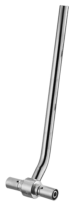 Пресс-тройник Oventrop Cofit P 1515144, PN 10, 16х2 мм, с трубкой 750 мм для подключения отопительного прибора, латунь / медь, никелированный - фото №1