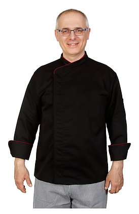 Клён Куртка шеф-повара премиум черная рукав длинный с манжетом (отделка бордовый кант) 00012, набор из 5 штук - фото №4