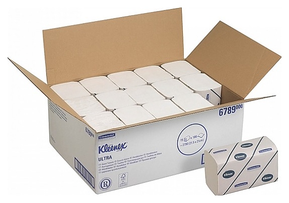Полотенца бумажные для диспенсера Kimberly-Clark Kleenex 6789 листовые 21х21,5 см, 15х186 листов - фото №2