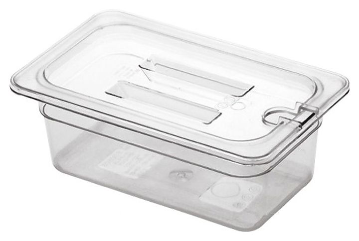 Крышка для гастроемкости MACO 8603-N GN 1/4 (265х162) с отверстием для ложки, поликарбонат - фото №1