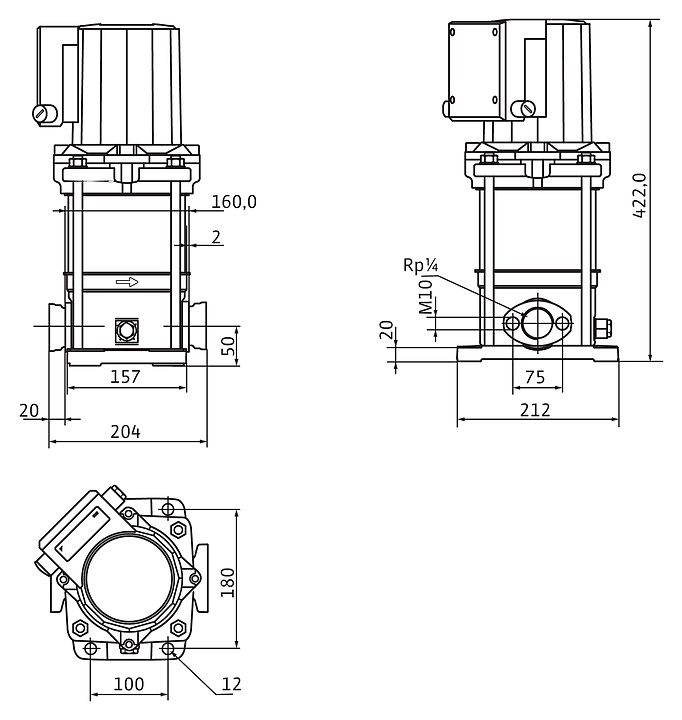 Центробежный насос Wilo Multivert MVIS 404-1/16/K/3-400-50-2 - фото №2