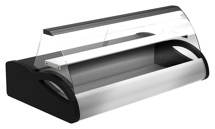 Витрина холодильная Carboma A87 SM 1,5-1 (ВХС-1,5 Арго) 0013-0430 черная / нерж. сталь - фото №1