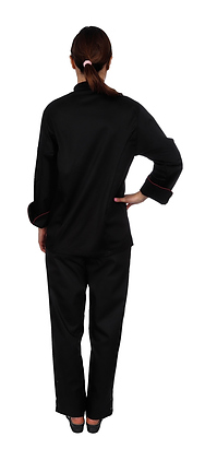 Клён Куртка шеф-повара премиум черная рукав длинный с манжетом (отделка бордовый кант) 00012, набор из 5 штук - фото №5