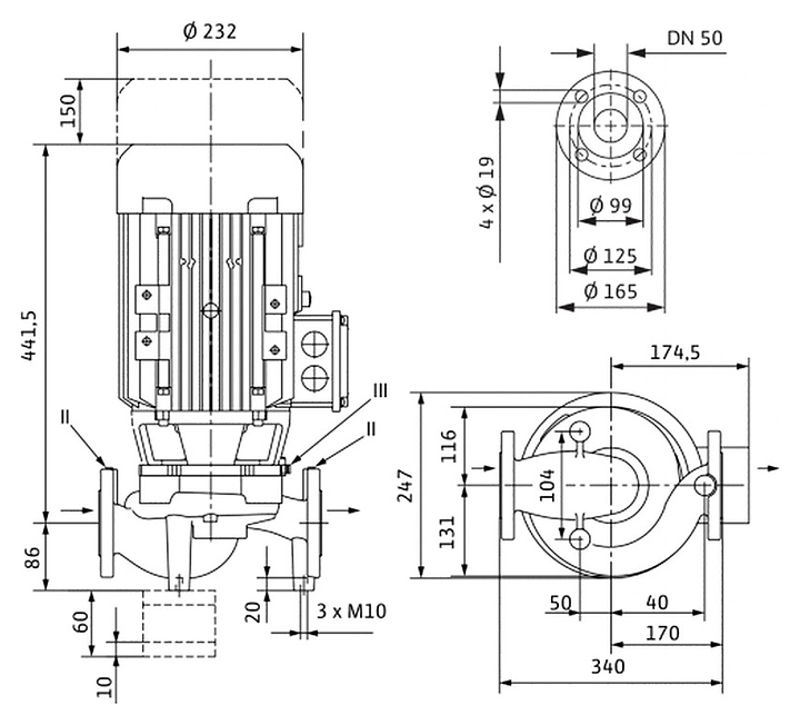 Циркуляционный насос Wilo VeroLine-IPL 50/150-4/2 - фото №2